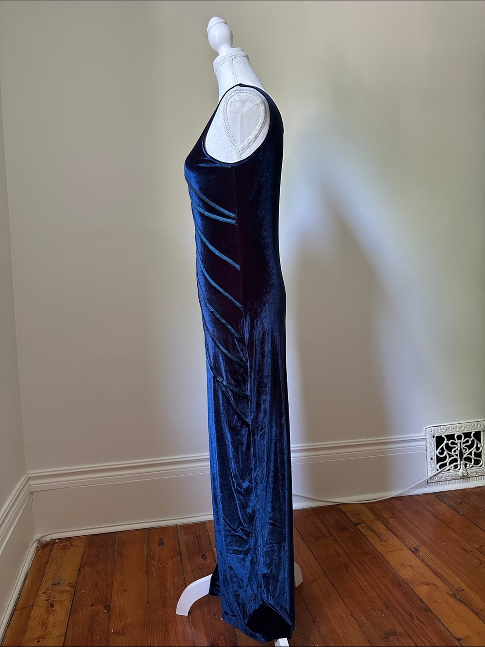 CARTISE Vintage Velvet Blue Purple Prom Whimsigoth Formal Prom Maxi Dress Sz 8 - Picture 3 of 6